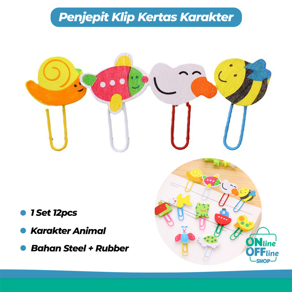 

Penjepit Klip Kertas Karakter Paper Clip Korean Push Pin Set 12pcs 889