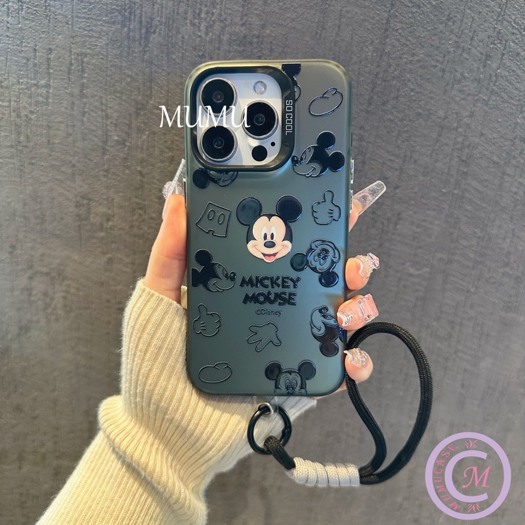 case iPhone 15 Tali kartun dengan tali tangan Casing ponsel cocok untuk iPhone 11 11PROMAXSoftcase M