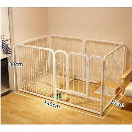 Kandang Anjing Hewan Pagar Besi/Kandang Pagar Portable Aksesoris Anjing Kucing - Putih