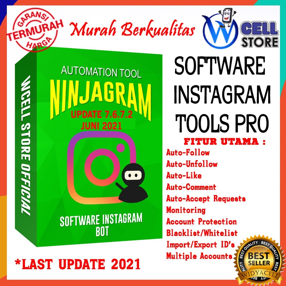 SOFTWARE NinjaGram Pro v7.6.9.9 Update Agustus 2022 Auto Follow Likes Comment BOT Instagram / Automa