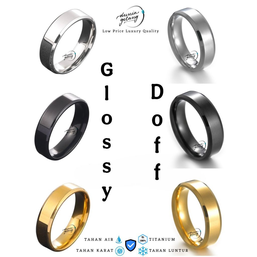 Cincin Titanium Hitam Polos Kualitas Super Anti Luntur Anti Karat / Cincin Pria Wanita Anak Couple T