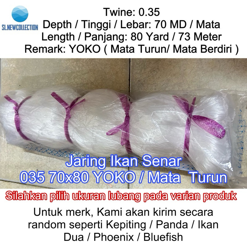 JARING IKAN SENAR 035 70x80 YOKO / JARING IKAN 0.35 / JARING IKAN COD / JARING SENAR NELAYAN
