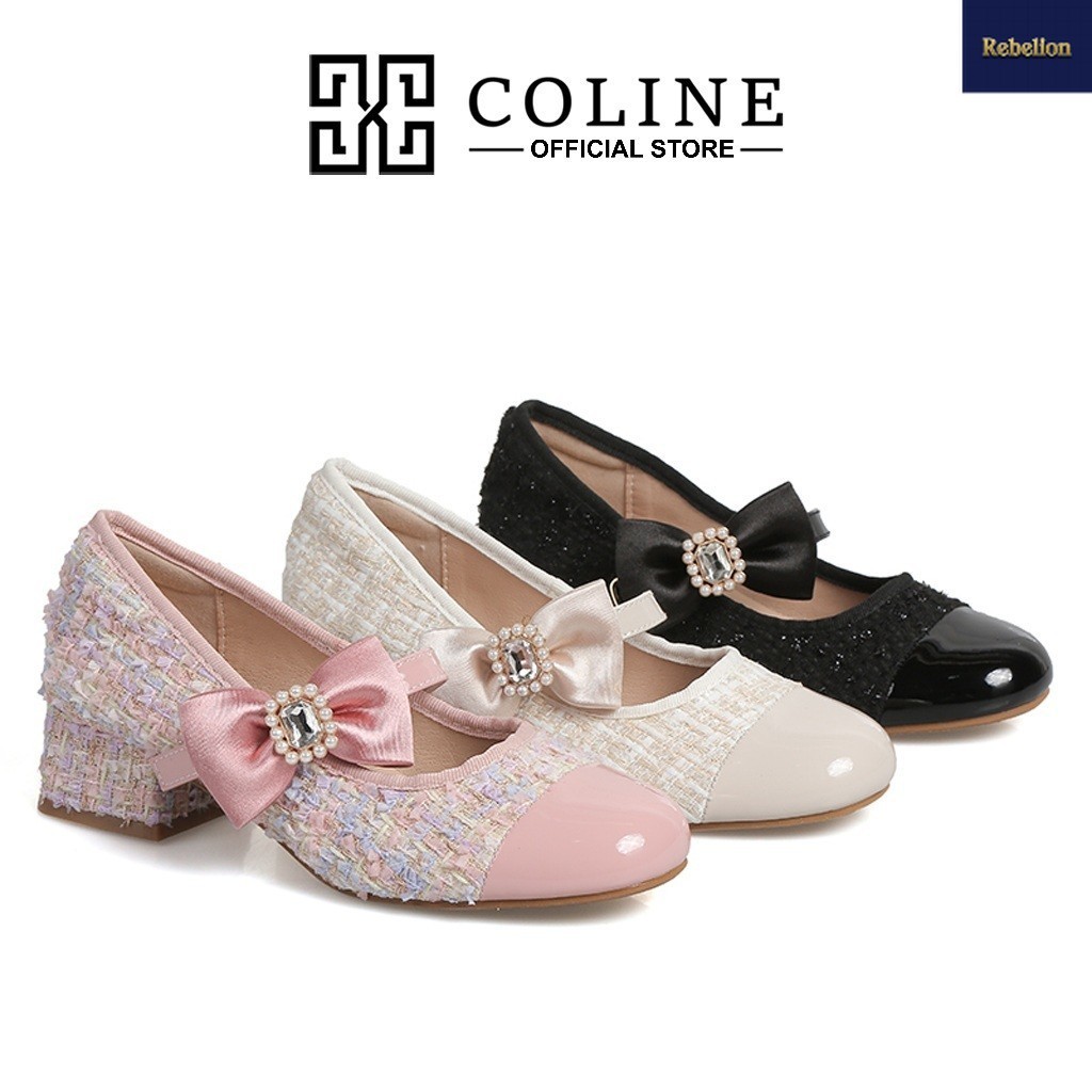 COLINE CLN-2851 Tweed Hak Tahu Wanita / High Heels Tweed #C1238
