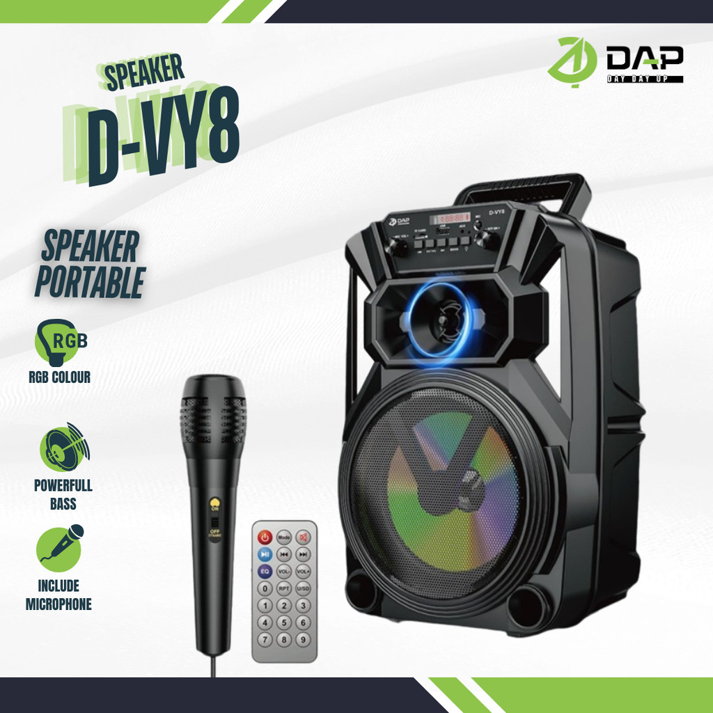Speaker Bluetooth Karaoke 8 Inchi Free Mic Super Bass Speaker Aktif Wireless // D-VY8