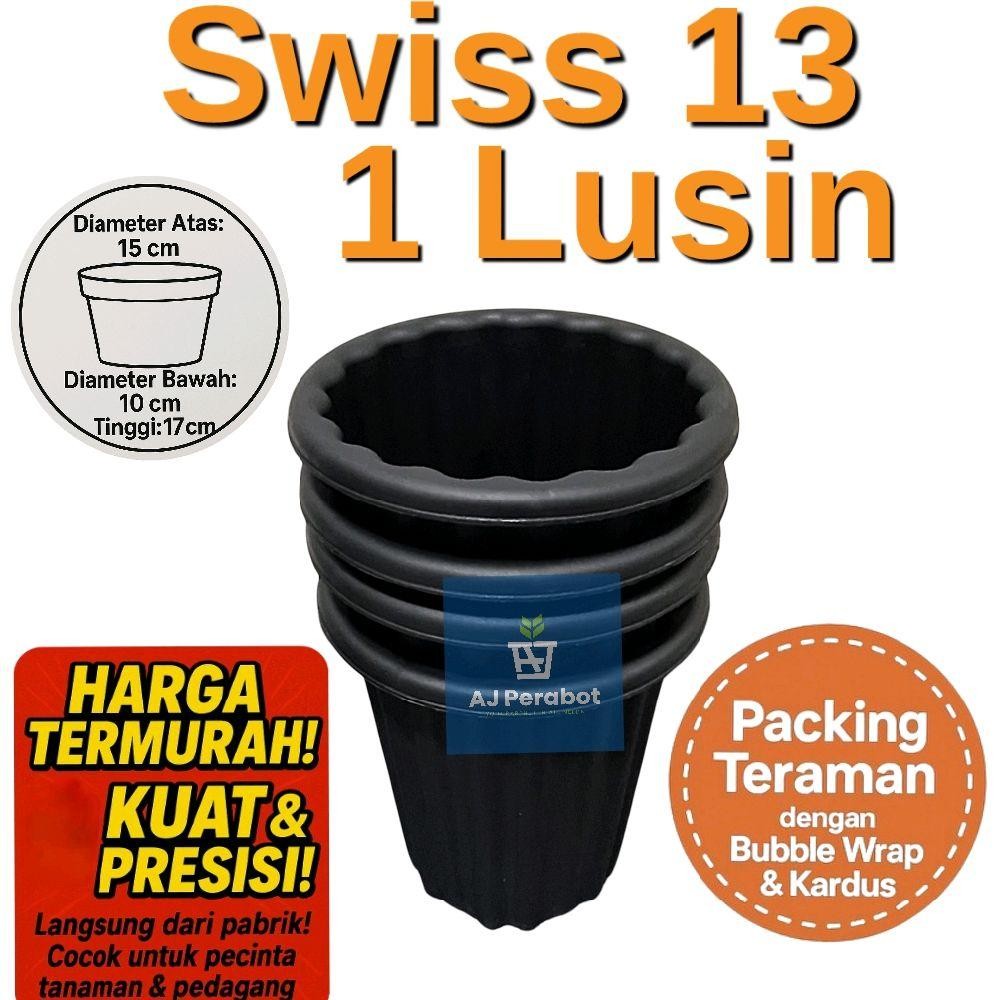 GROSIR 1 LUSIN Pot Swiss 13 /Pot Tinggi / Pot Tanaman / Pot Bunga / Pot Anggrek / Pot Kembang Plasti