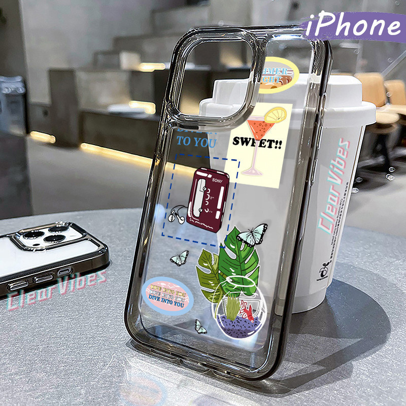 Tren Graffiti Glossy PC HardCase iPhone 13 15 11 12 14 Pro Max XR X Xs Cowok Akrilik Casing hp 6/6s 