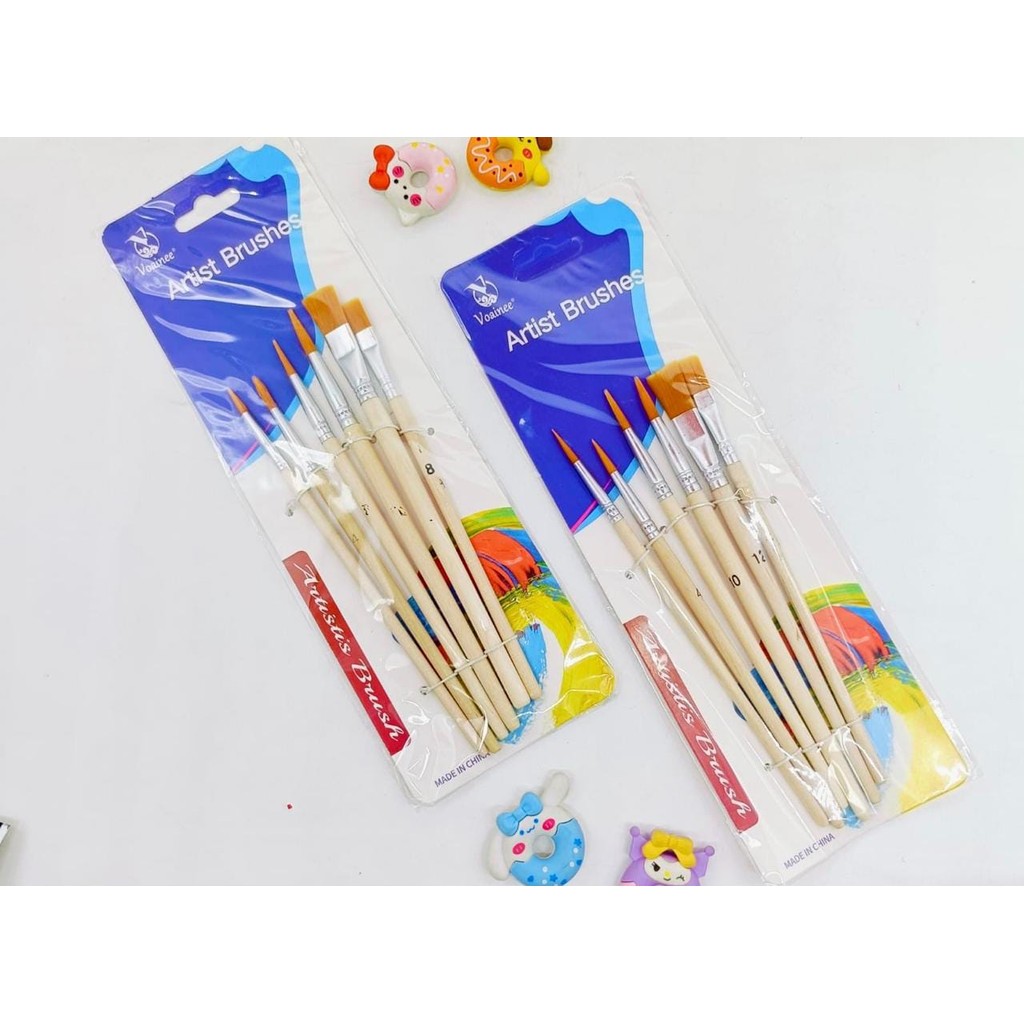 

*DUNIA PESTA* KUAS SET 251-6 / KUAS LUKIS / PAINT BRUSH (6 PCS / NYLON)