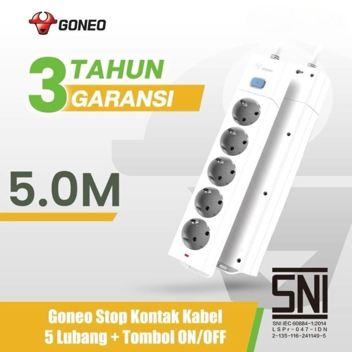 Stop Kontak GONEO-GONGNIU 5 Lubang (SNI) 10A 2500W G-1050 I Colokan Listrik Kabel Saklar ON-OFF Panj