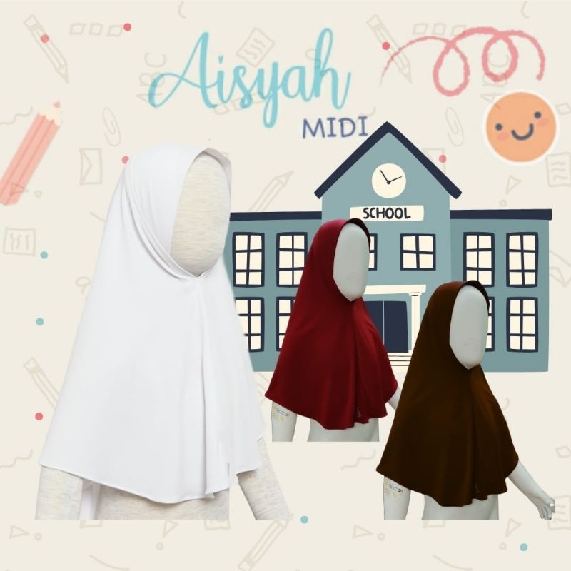 MUNIKSOSHOP  Hijab Anak Sekolah Instan TK SD SMP Bergo Jilbab Jersey Premium Aisyah Nuha Kids