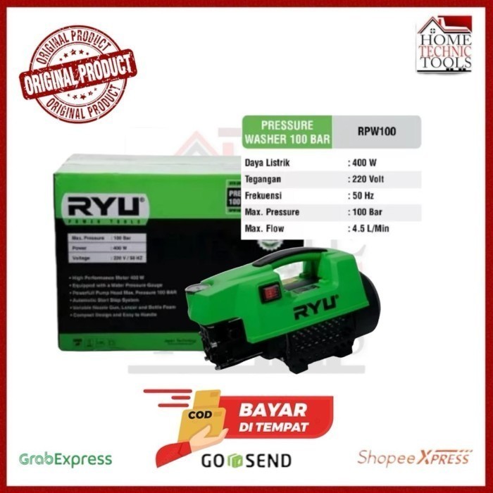 Ryu Mesin Preassure Washer RPW 100 - Ryu Jet Cleaner Mesin Cuci Mobil Motor Ac Steam 400 Watt