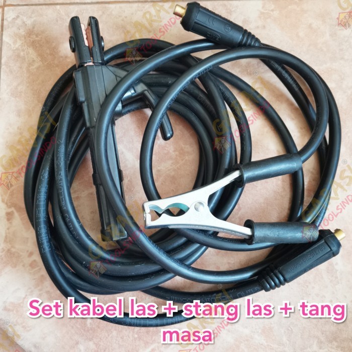 Komplit kabel las  +  masa kabel 5 meter stang las 200a stang las positif negatif 5 meter Terlaris