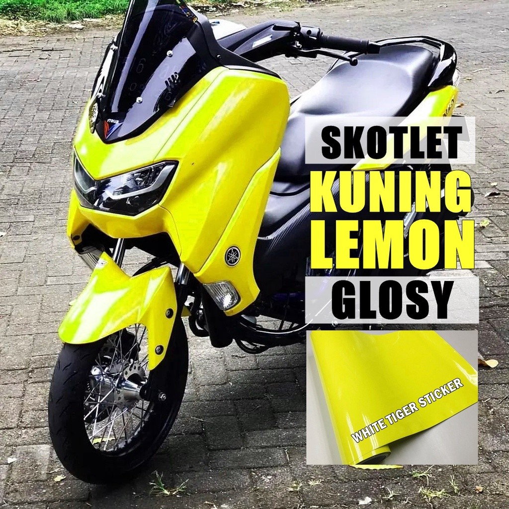SKOTLET STIKER MOTOR KUNING LEMON GLOSY MENGKILAP STIKER KUNING SCOTLITE YELOW GLOSY SKOTLET KUNING 