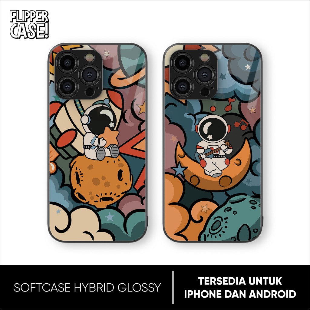 Casing Handphone Glass Astronaut Untuk Android & iPhone 7/8/xr/x/xs/11/12/13/14/15/plus/pro/max/prom