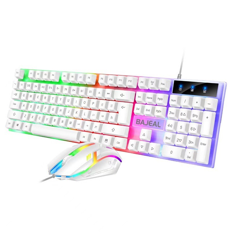 

Bajeal Wired Keyboard And Mouse Set Usb Lighted Set Low Latency Gaming Mouse Keyboard Office Desktop Notebook Universal