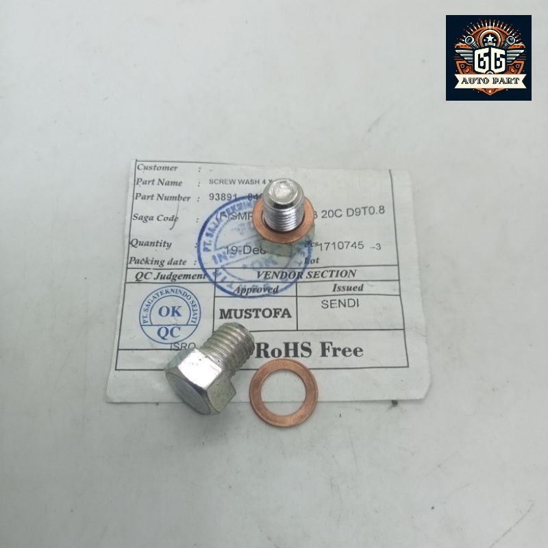 BAUT TAP OLI M10X10 BAUT 14 BAUD OLI VESPA ORIGINAL 1set baut dan ring GG Autopart