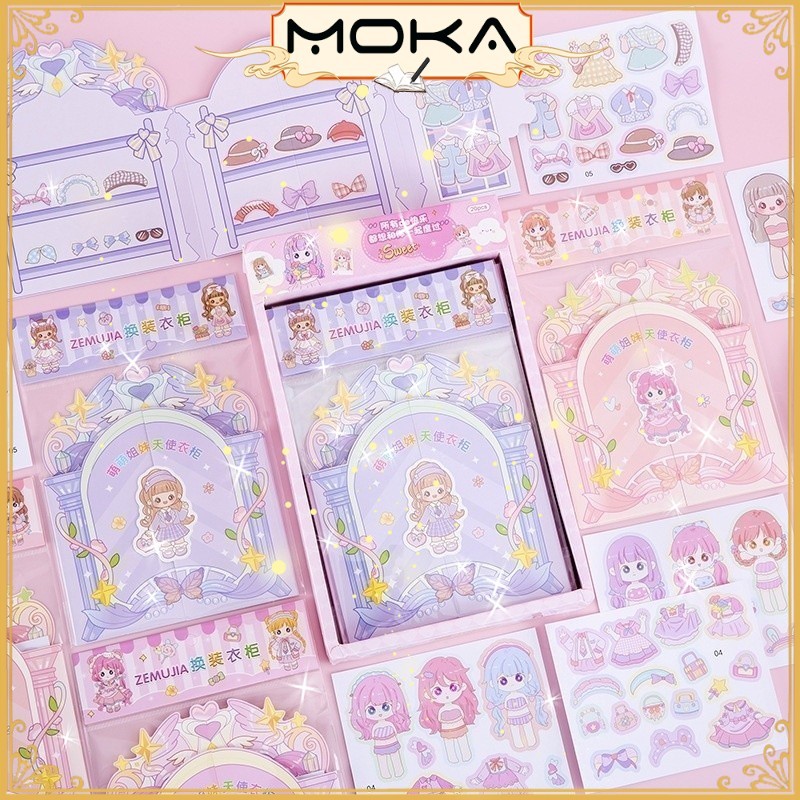 

MOKA SET BUKU STICKER DIY 3D KARTUN GIRLY BARBIE KAWAII BISA GANTI PAKAIAN LUCU KAWAII MKA159