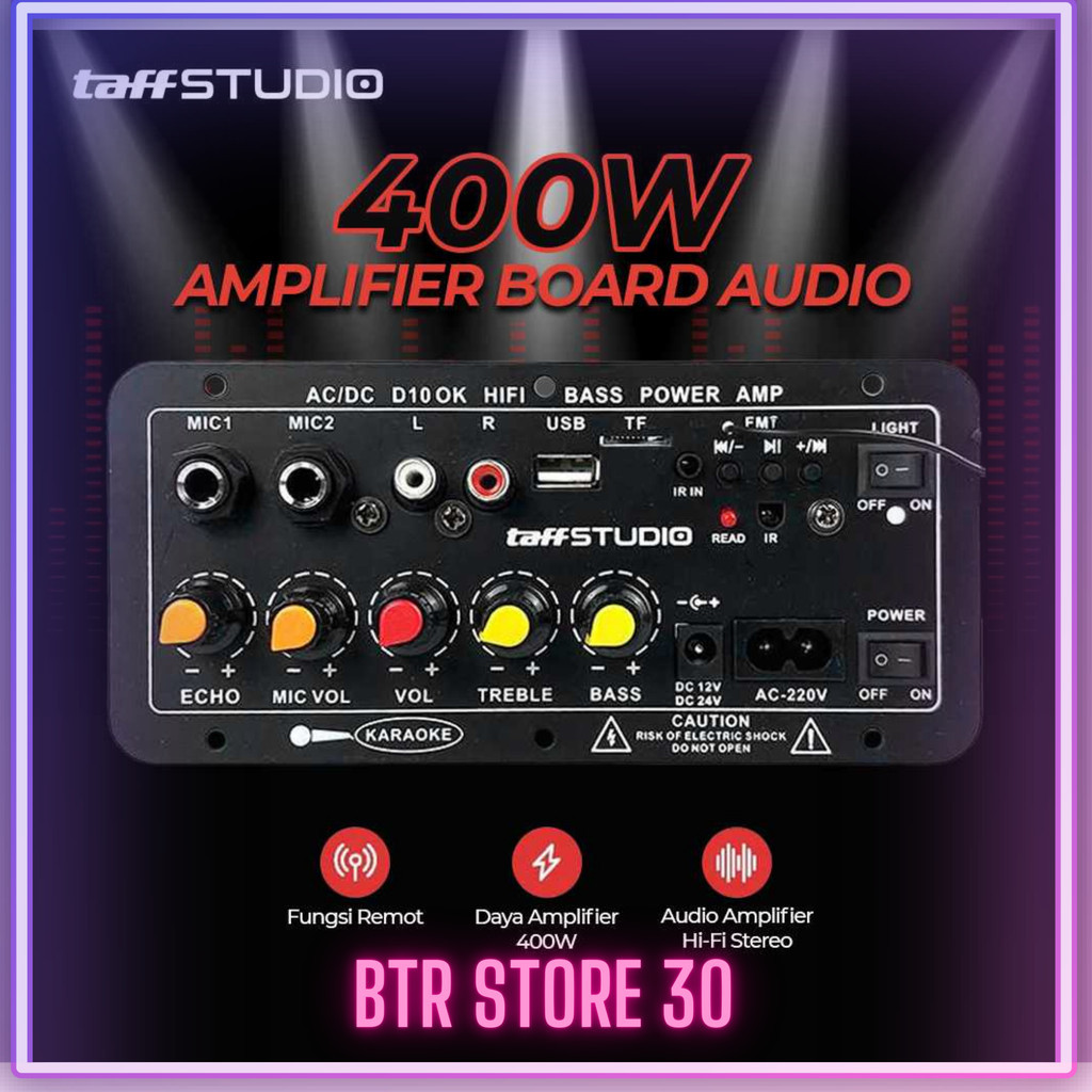 COD TaffSTUDIO Ampli Amplifier mini bluetooth super full bass subwoofer power ampli 400 watt stereo