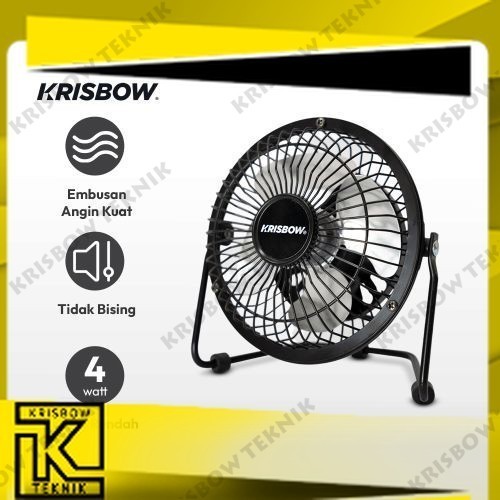 Krisbow 4 Inci Kipas Angin Meja Personal - Hitam, Desain Ringkas dan Kokoh