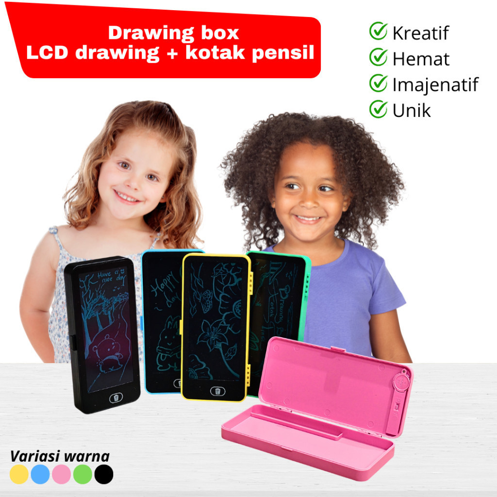 

Drawing Box Kotak Pensil LCD Papan Coret Kreatif Anak Dengan Digital Pad Edukasi