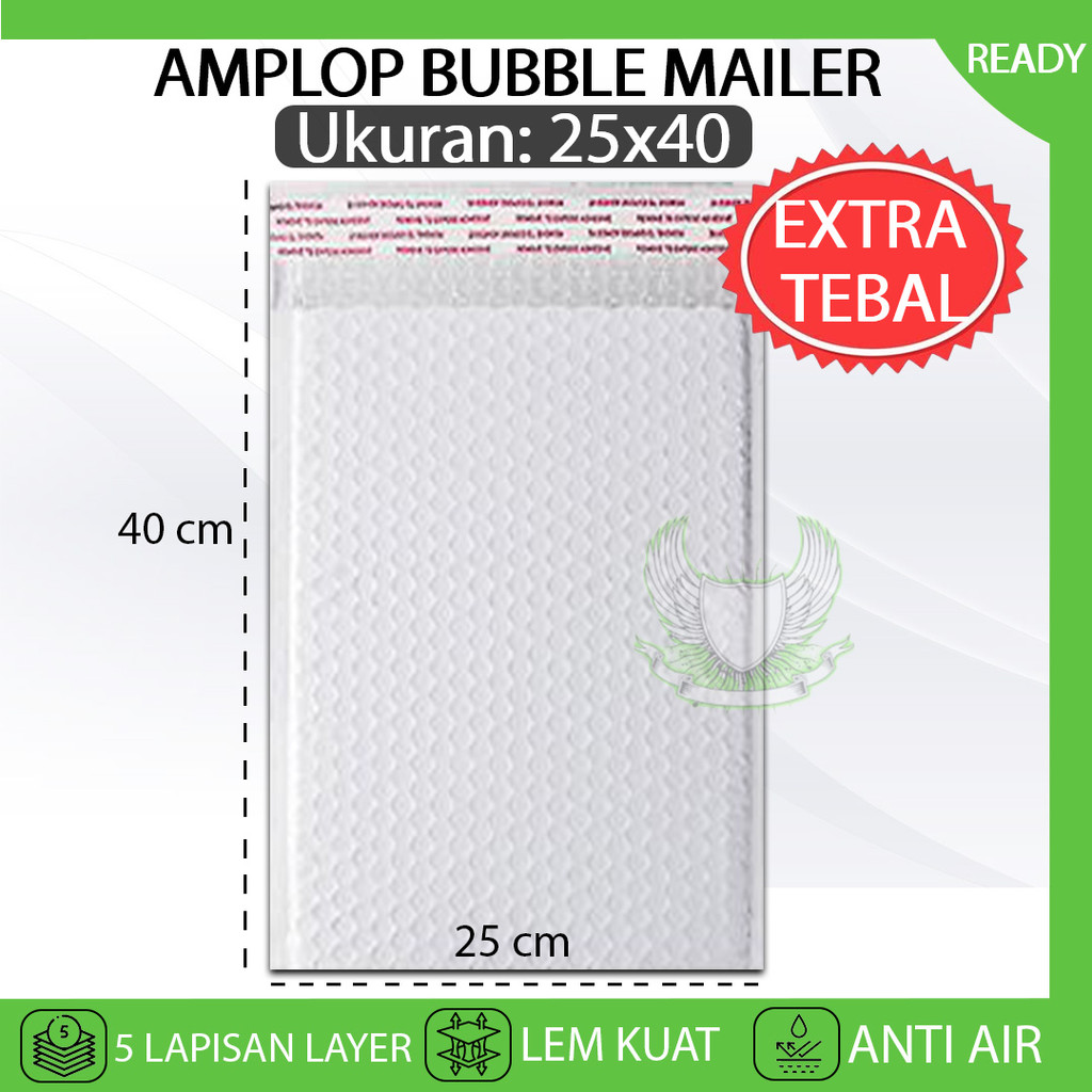 

Kantong Plastik Packing Amplop BUBBLE MAILER 25X40 Bubble Wrap Polymailer Putih WHITE Bungkus Paket Online Shop Premium