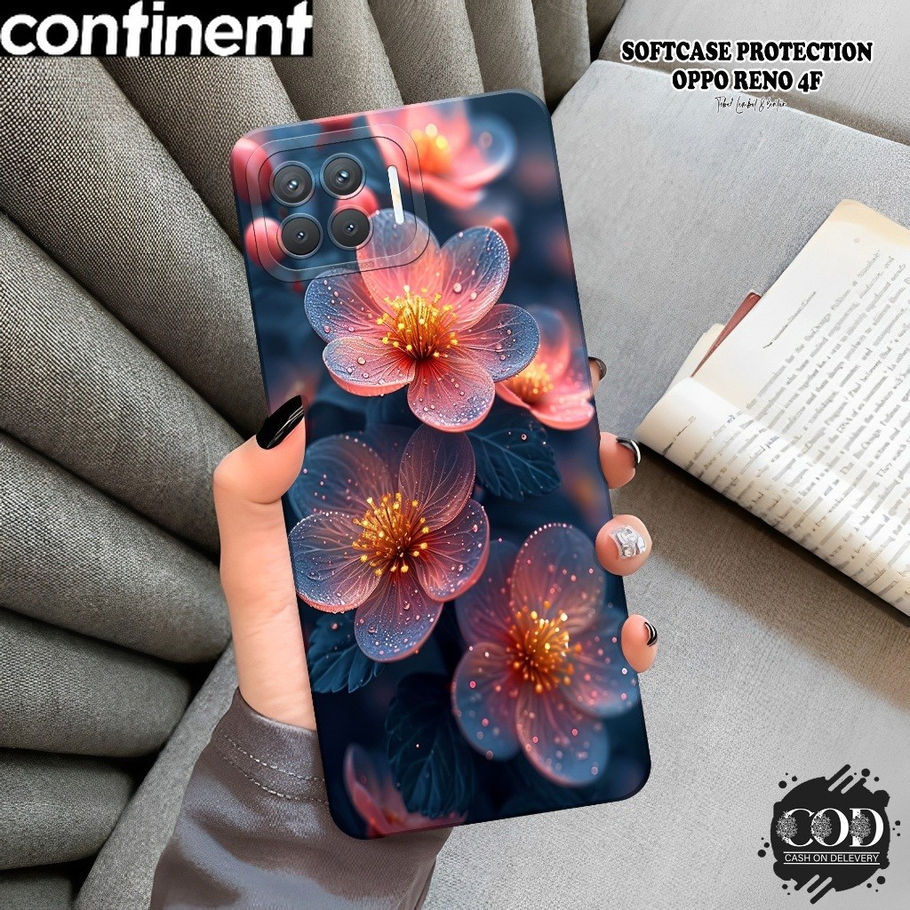 Softcase Hp OPPO RENO 4F Terbaru CONTINENT Fashion Case Bunga Case OPPO RENO 4F Silikon Pro Camera C
