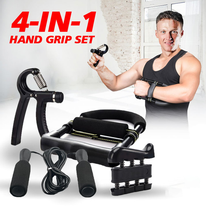 Alat Fitness Handgrip Set 4in1 Exercise Latihan Portabel Gym Set Fitness Tangan Skipping Adjustable 