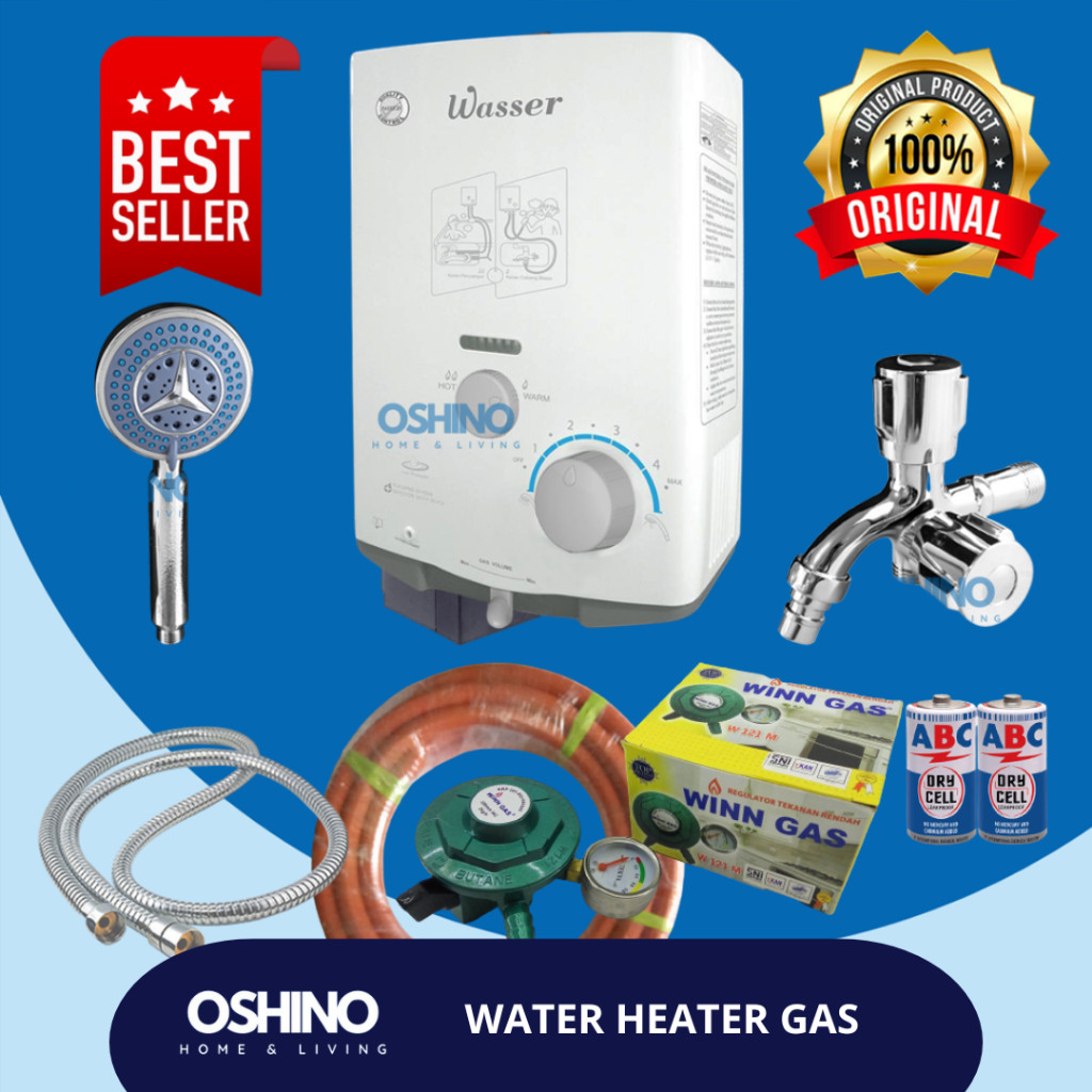 Paket Water Heater Gas Wasser Komplit untuk Pemanas Air Kamar Mandi