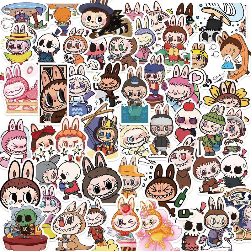 

COD✨Stiker Labubu Lucu Stiker Scrapbook Kartun Stiker Dekoratif Buku Catatan-Yinmer