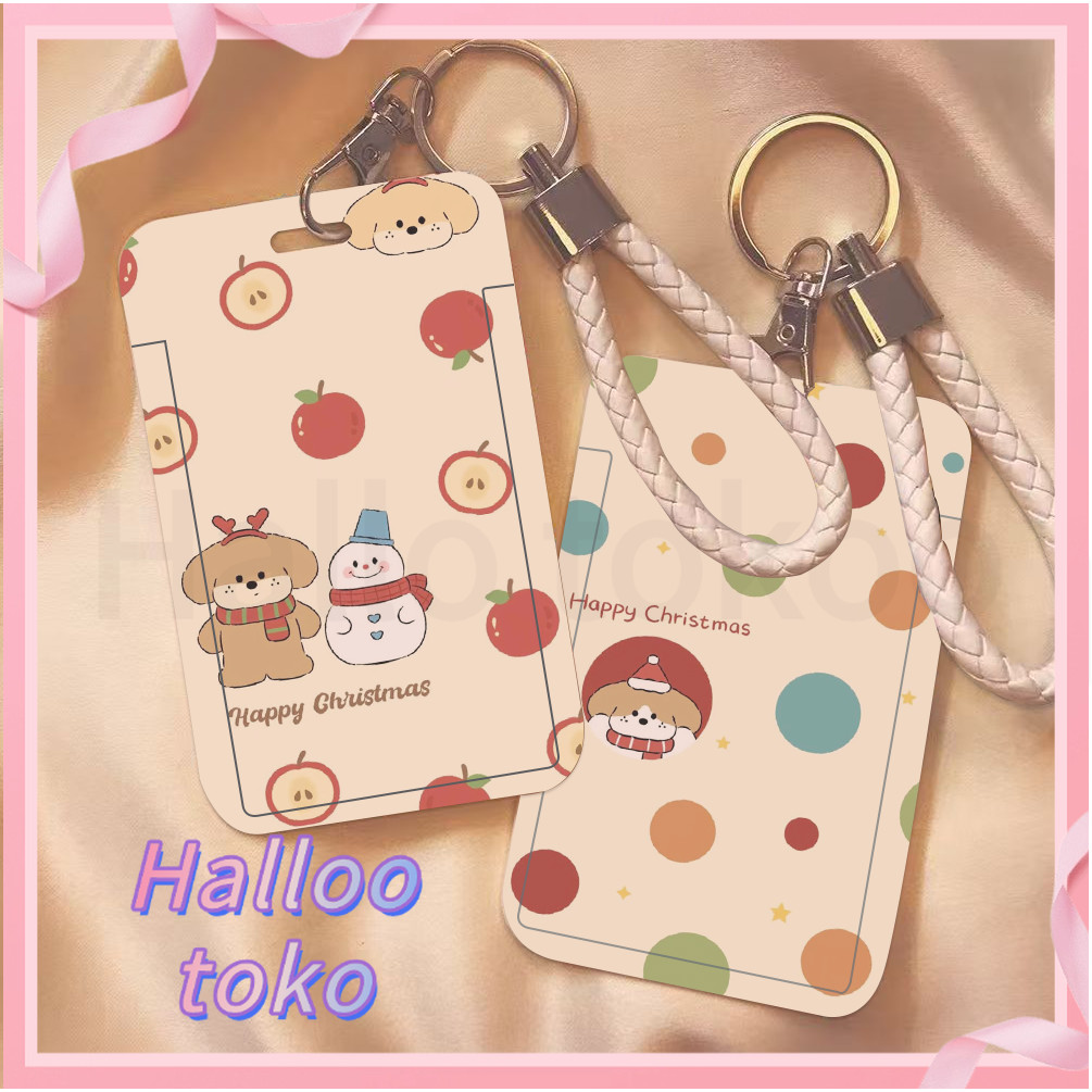 

ID CARD HOLDER MOTIF KAWAII TEMPAT KARTU PHOTOCARD PHOTO CARD Pelindung + Tali,Natal anjing berpolkadot dan anjing apel