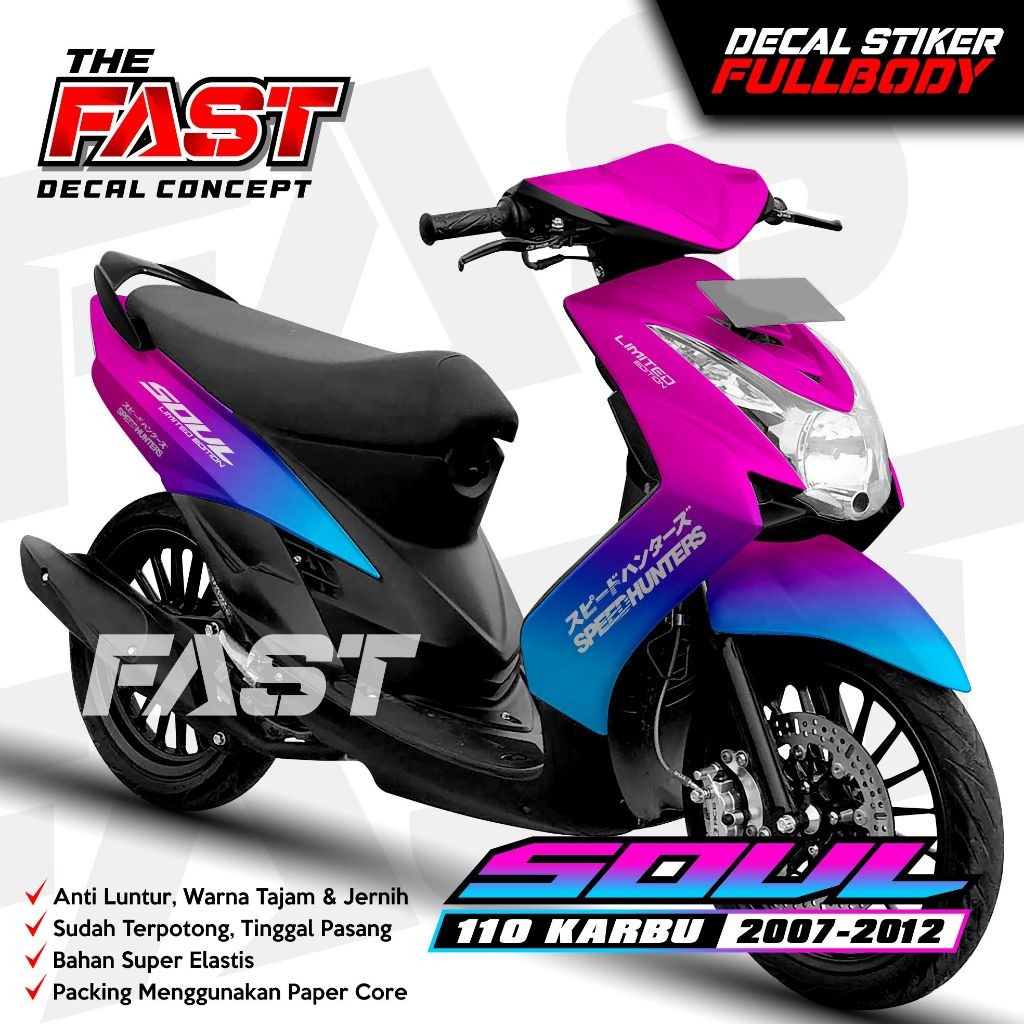 DECAL MIO SOUL KARBU FULL BODY BUNGLON LIS VARIASI STIKER MIO SOUL KARBU VARIASI KEREN STRIPING MIO 