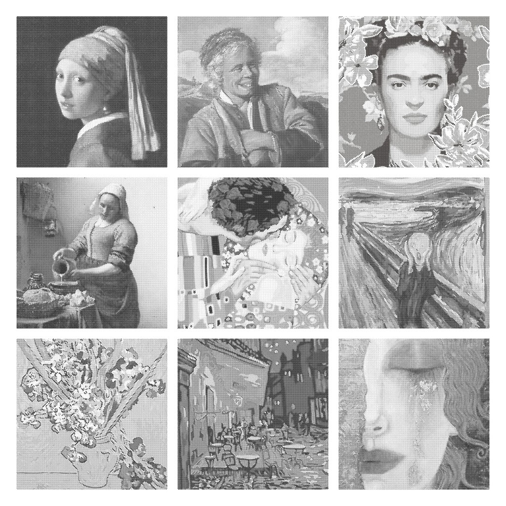 

40x50cm famous painting one color dot painting dotting punktmalerei stippelen een kleur stippen stippelkunst stippelschilderij