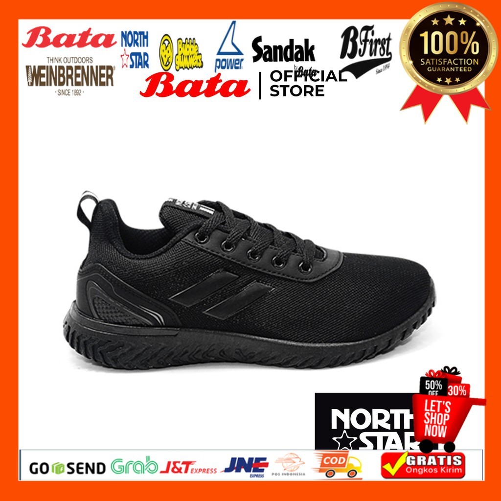 North Star Sepatu Sekolah Anak Tod Black septu tali full hitam  - 5816627