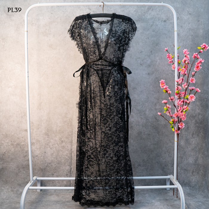 Lingerie Jumbo Batwing Baju Tidur Wanita Lace Hitam Pl39