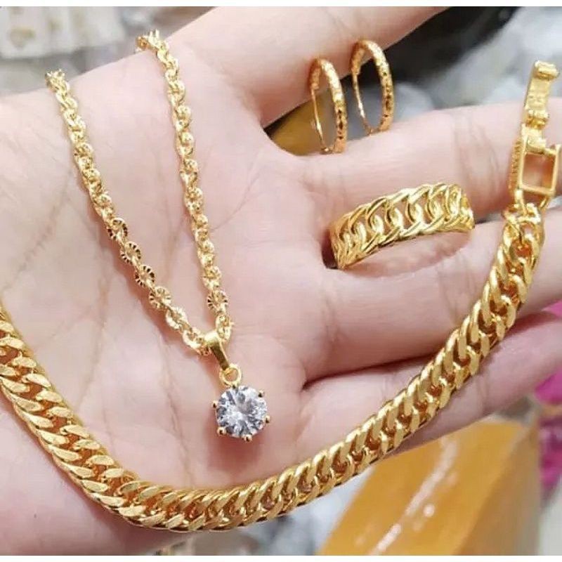 COD Perhiasan Dewasa Full Set Rantai Titanium Anti Karat