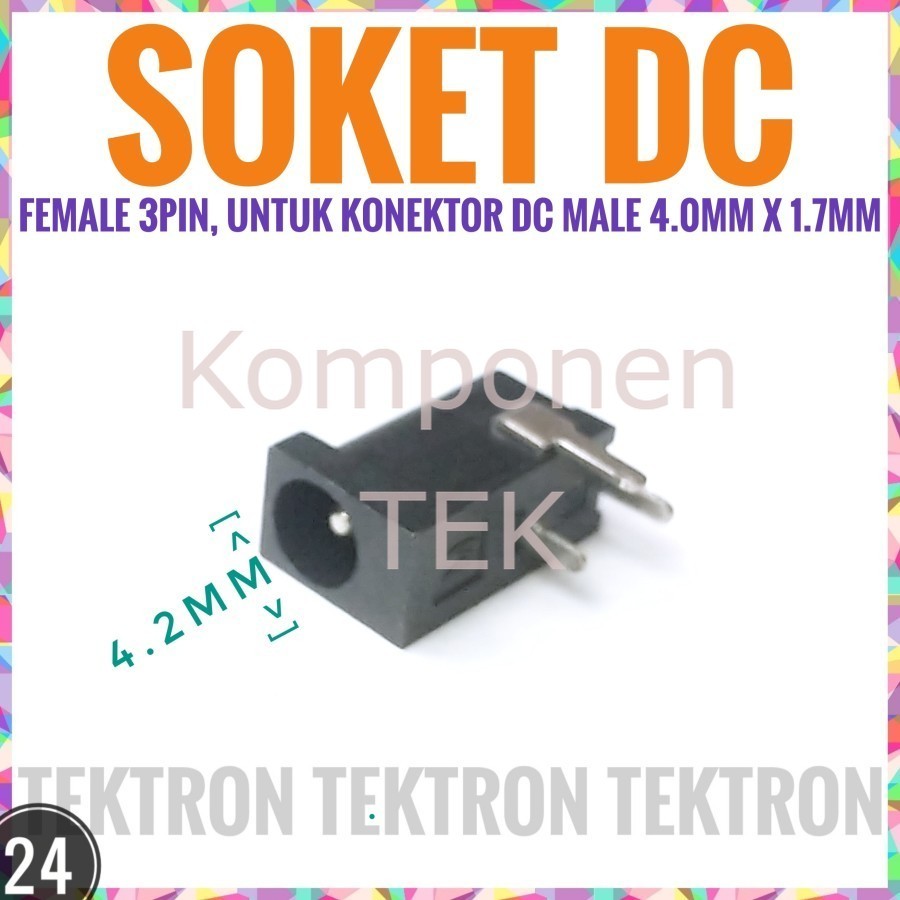 Soket DC 4mm x 1.7mm Female Konektor Adaptor 4.2mm 3pin Socket Connector