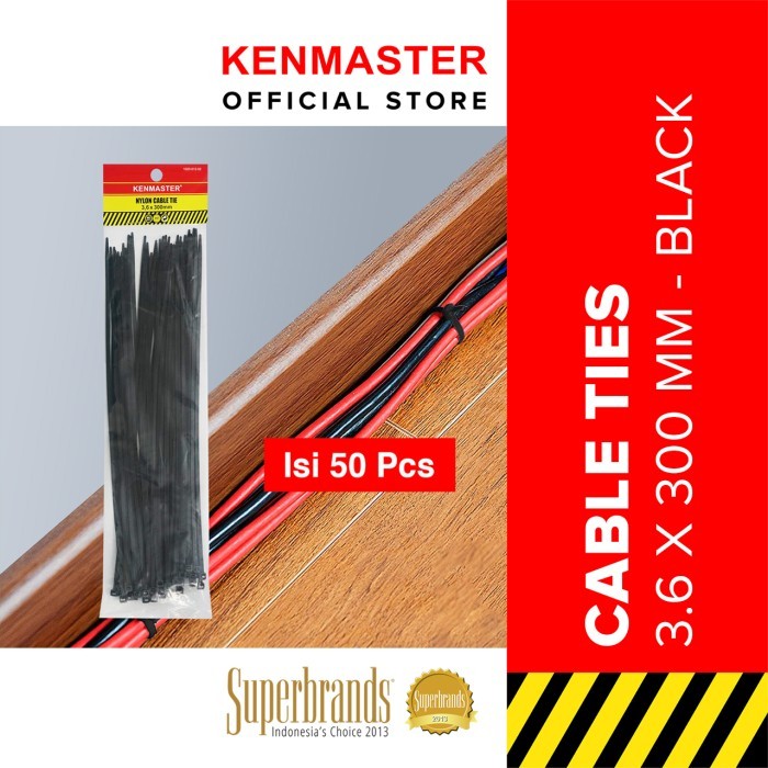 

⭐BISA COD⭐ Kenmaster Cable Ties 3.6X30cmX50Pcs Black 1 PACK