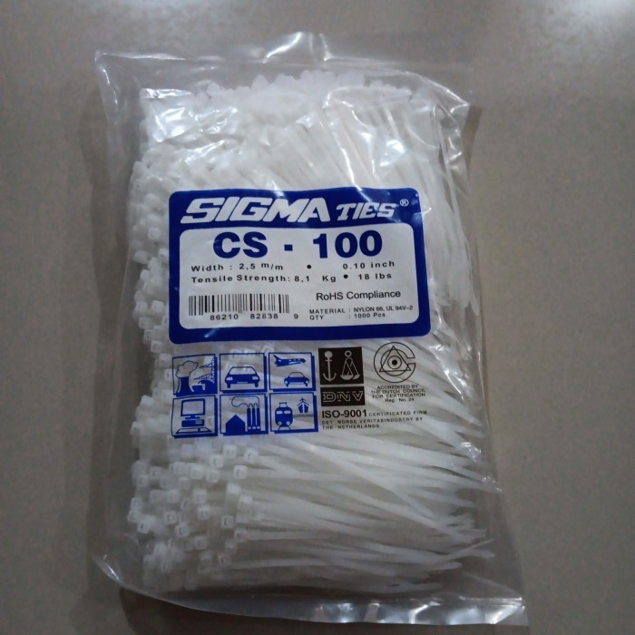 

⭐BISA COD⭐ KABEL TIES 10CM ISI 1000 PCS HITAM/PUTIH MERK SIGMA Putih