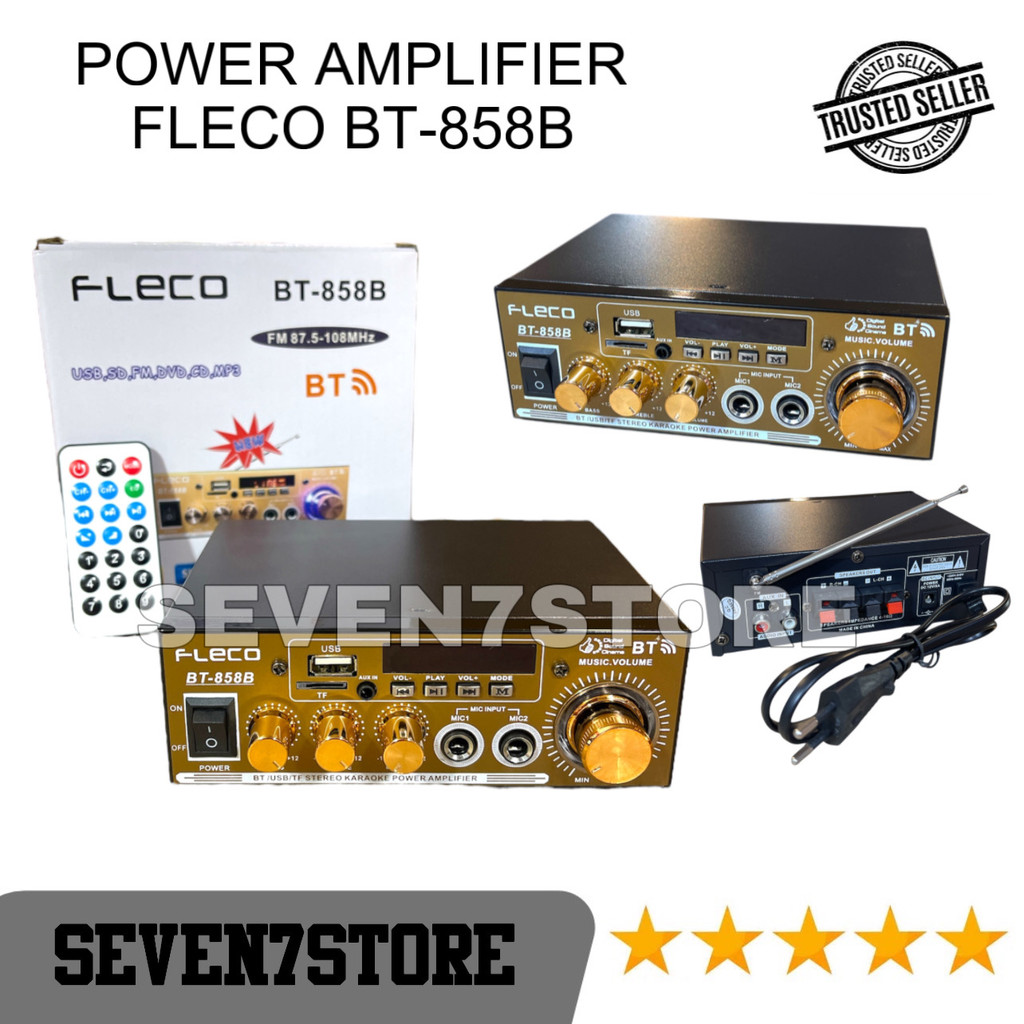 Fleco Ampli Mini BT-858B Power Amplifier Bluetooth Stereo Karaoke