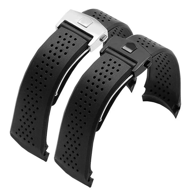 Watch Bracelet For TAG HEUER GRAND CARRERA AQUARACER Soft Silicone Wristband 22mm 24mm Men Watc Stra