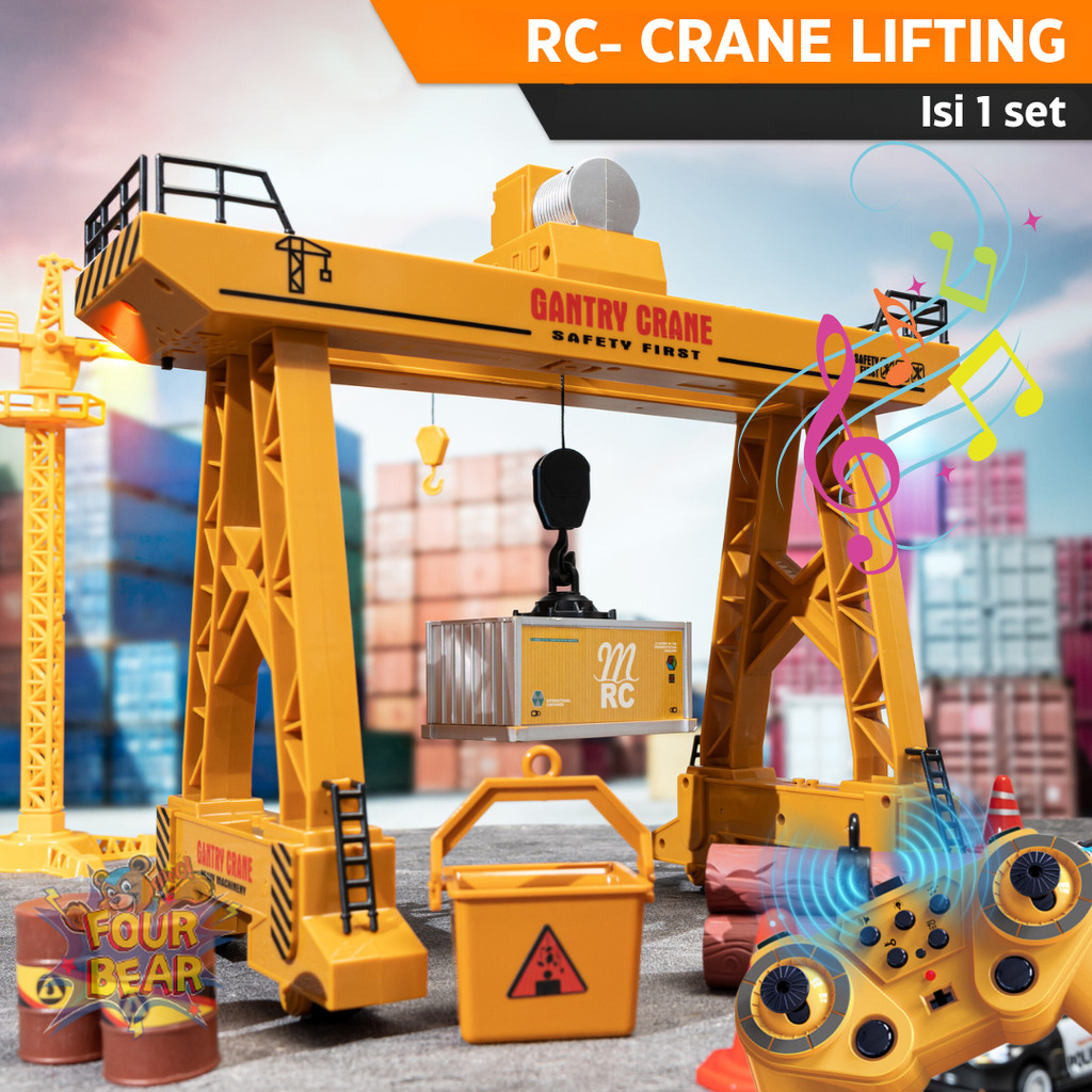 Hengjian Mainan Remot Kontrol Crane Kontainer Lifting 2.4GHz Toys Konstruksi Anak PVC 2.4Ghz