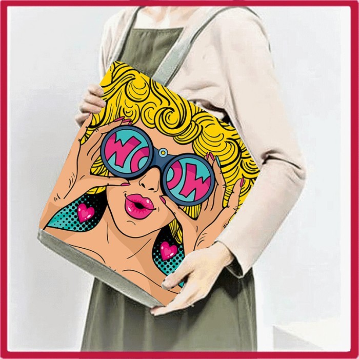 Tas Tote Bag Wanita Totebag  Kanvas Korea Miniso TTB 05 - TTB 01-WOW