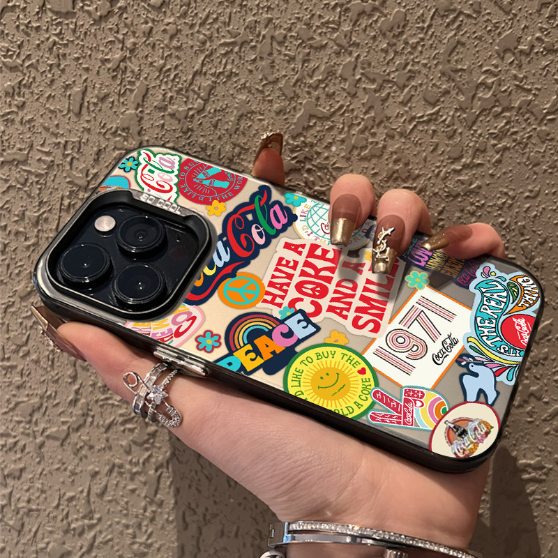 Label botol cola Perubahan besar lucu case iPhone seri Kompatibel untuk iPhone 11 12 13 14 15 pro pr