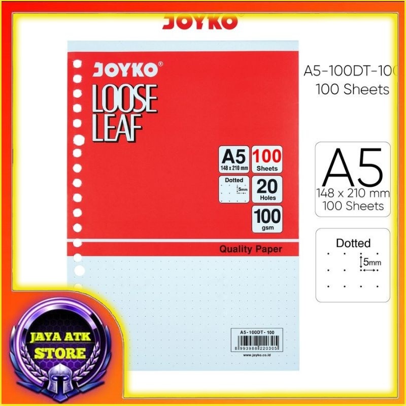 

Loose Leaf A5 JOYKO Titik A5-100DT Isi kertas File Binder Dotted 100 Gsm Isi 50 Dan Isi 100 Lembar