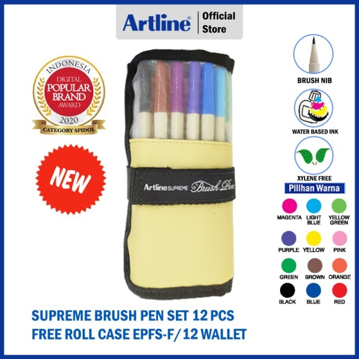 

[New Arrival] PULPEN ARTLINE SUPREME BRUSH PEN ROLL CASE 12 COLOURS EPFS-F/BP12RP1