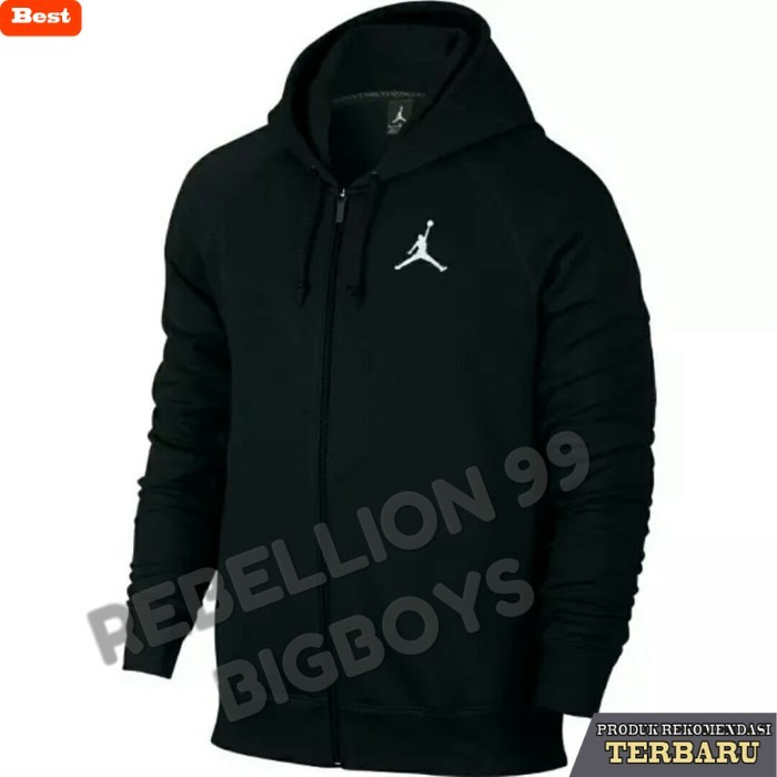 hoodie pria keren jaket pria , jaket hoodie, BIG SIZE, NIKE JORDAN kombinasi, sweater - Hitam, S