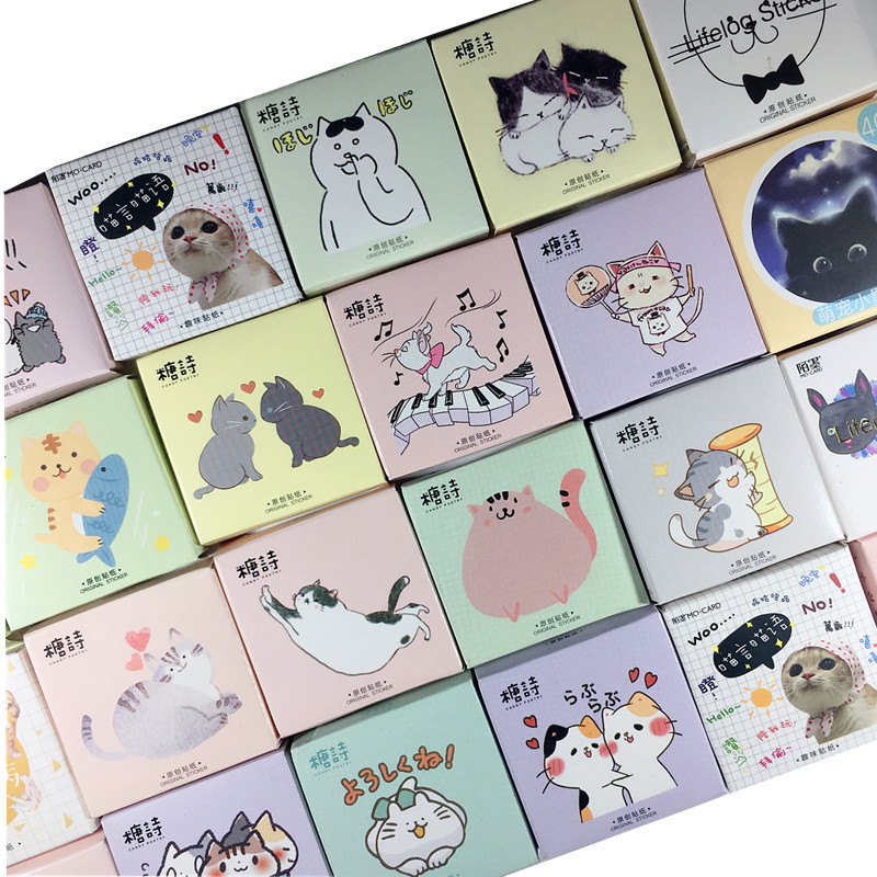 

Kawaii Cat collection Paper Small Diary Mini Japanese Cute box Stickers set Scrapbooking kawaii Flakes Journal Stationery