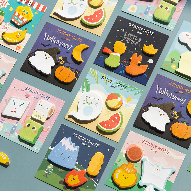 

Little childhood series Cartoon Sticky Notes Memo Pad Diary Stationary Scrapbook Decorative Cute Halloween mini N Times Sticky