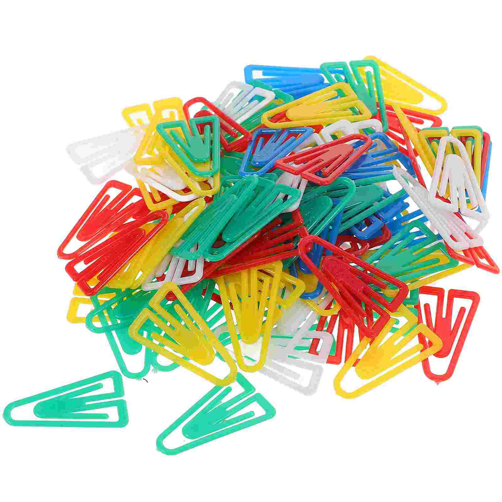 

100 Pcs Triangular Paper Clip Small Clips Office Supplies Small Multi-Function Paper Clips Desk Convenient Plastic Accessories