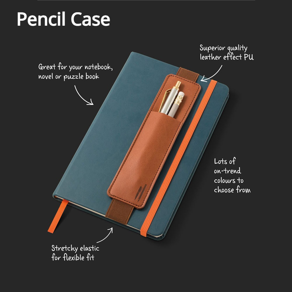 

Pu Leather Pen Bag Elastic Buckle Book Notebook Fashion School Pen Case for Office Meeting Easy Carry Office Student Stationery