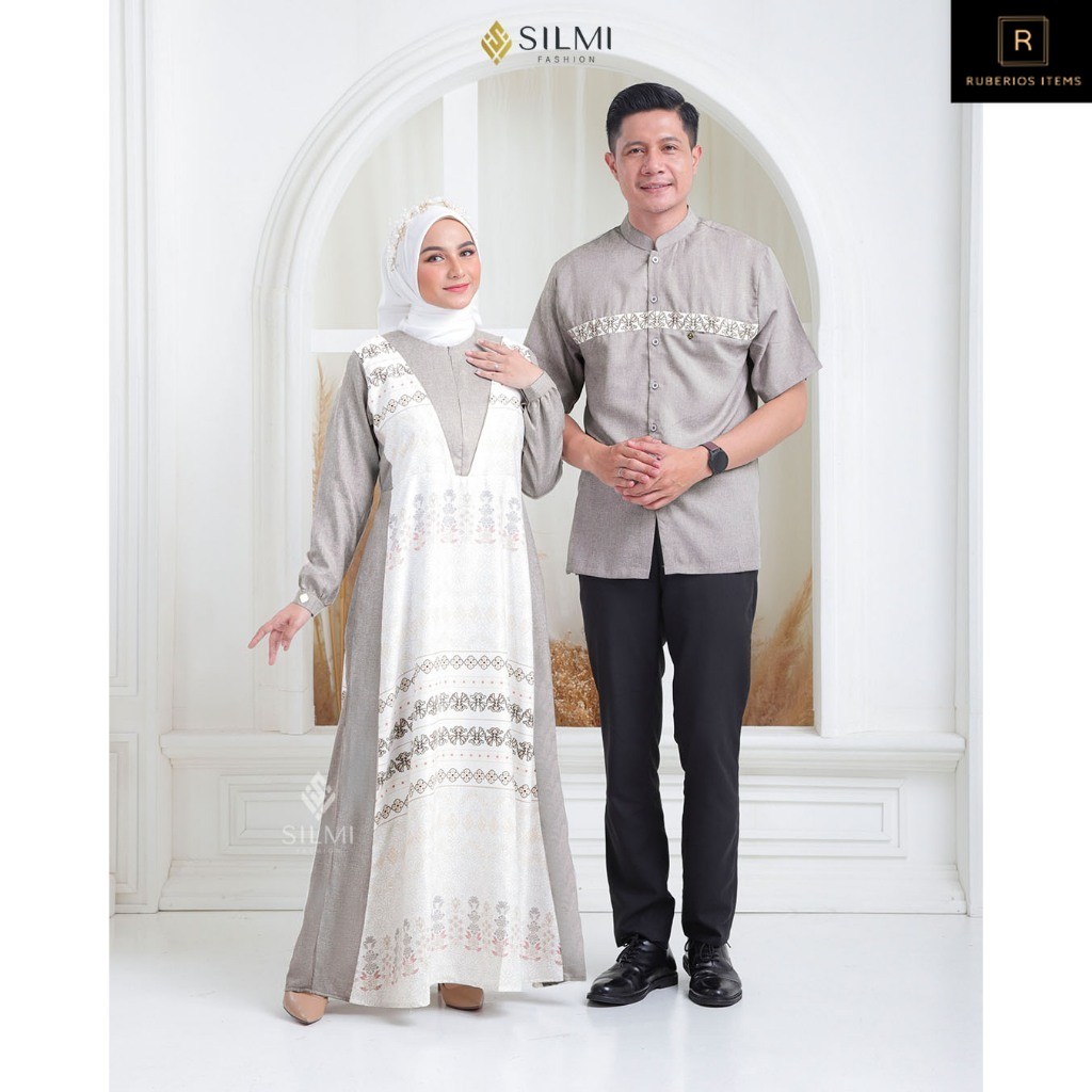 Silmi Official || Gamis Couple Pasangan Simple Premium || Inayah Family By Silmi Gamis Kondangan Mew